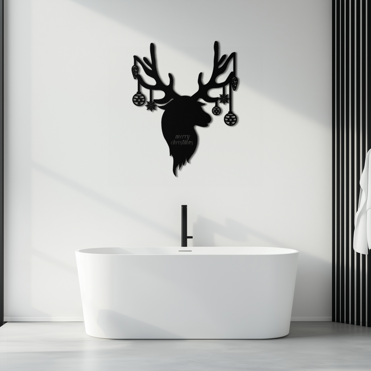 Metal Christmas Reindeer Wall Art with Festive Ornaments Decor