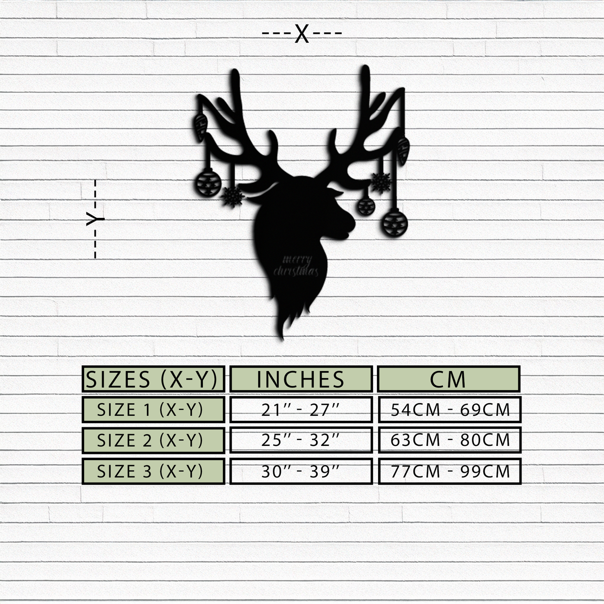 Metal Christmas Reindeer Wall Art with Festive Ornaments Decor