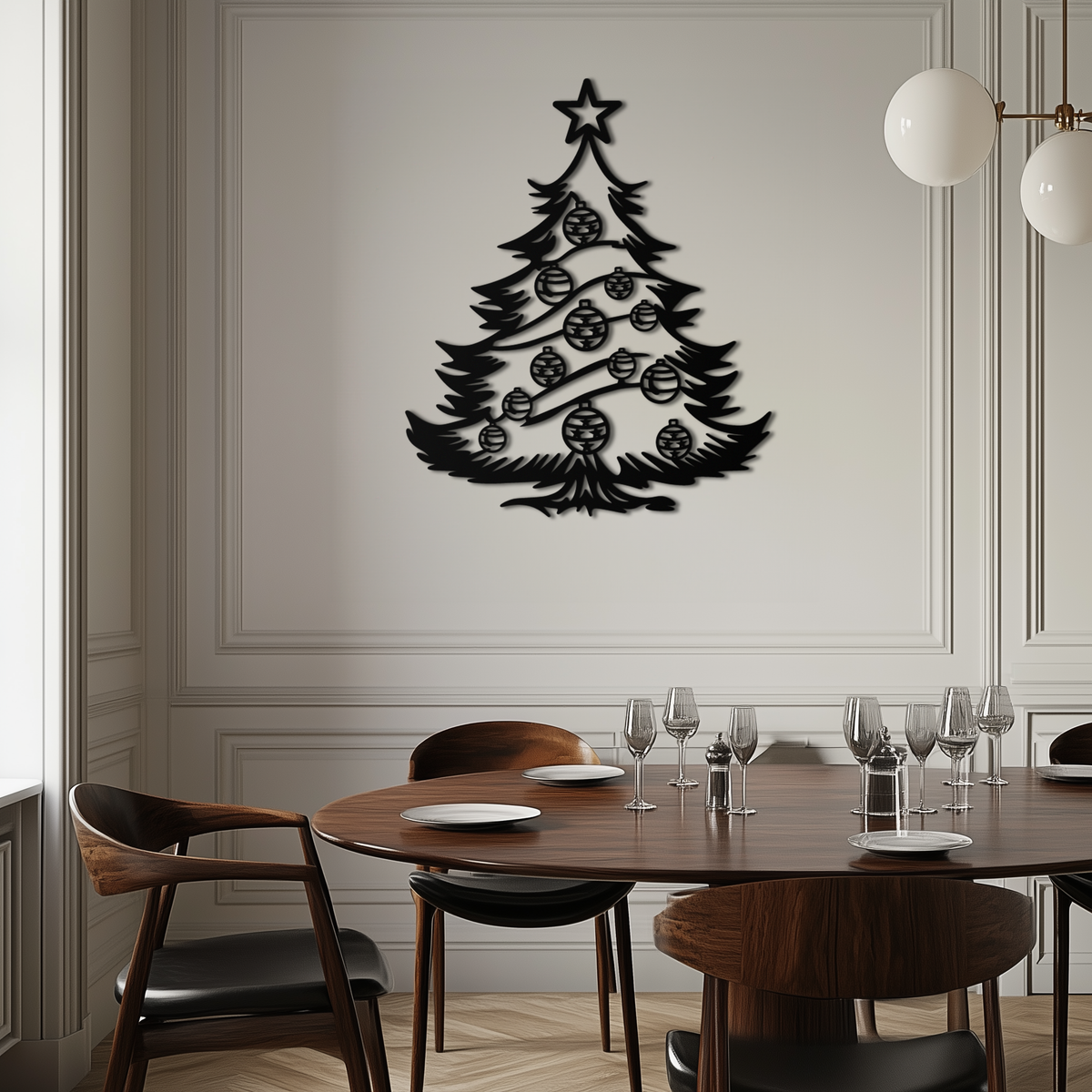 Steel Christmas Tree Wall Art Silhouette - Festive Holiday Ornament