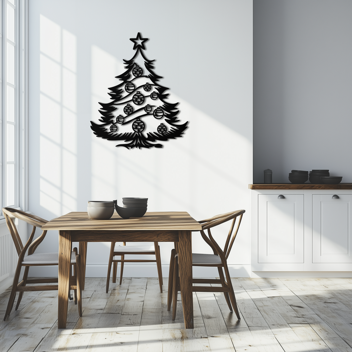 Steel Christmas Tree Wall Art Silhouette - Festive Holiday Ornament
