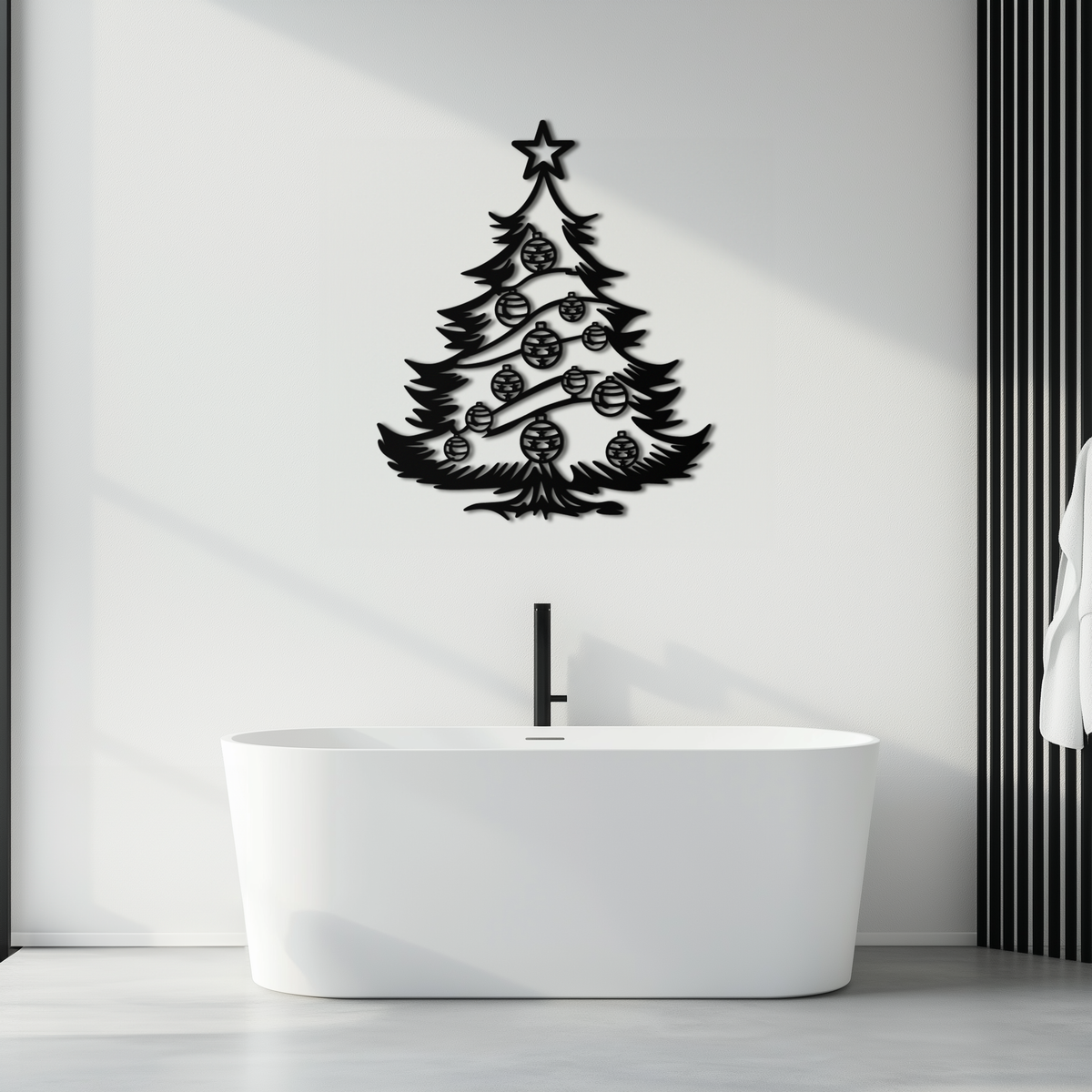 Steel Christmas Tree Wall Art Silhouette - Festive Holiday Ornament