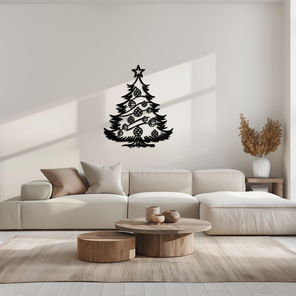 Steel Christmas Tree Wall Art Silhouette - Festive Holiday Ornament