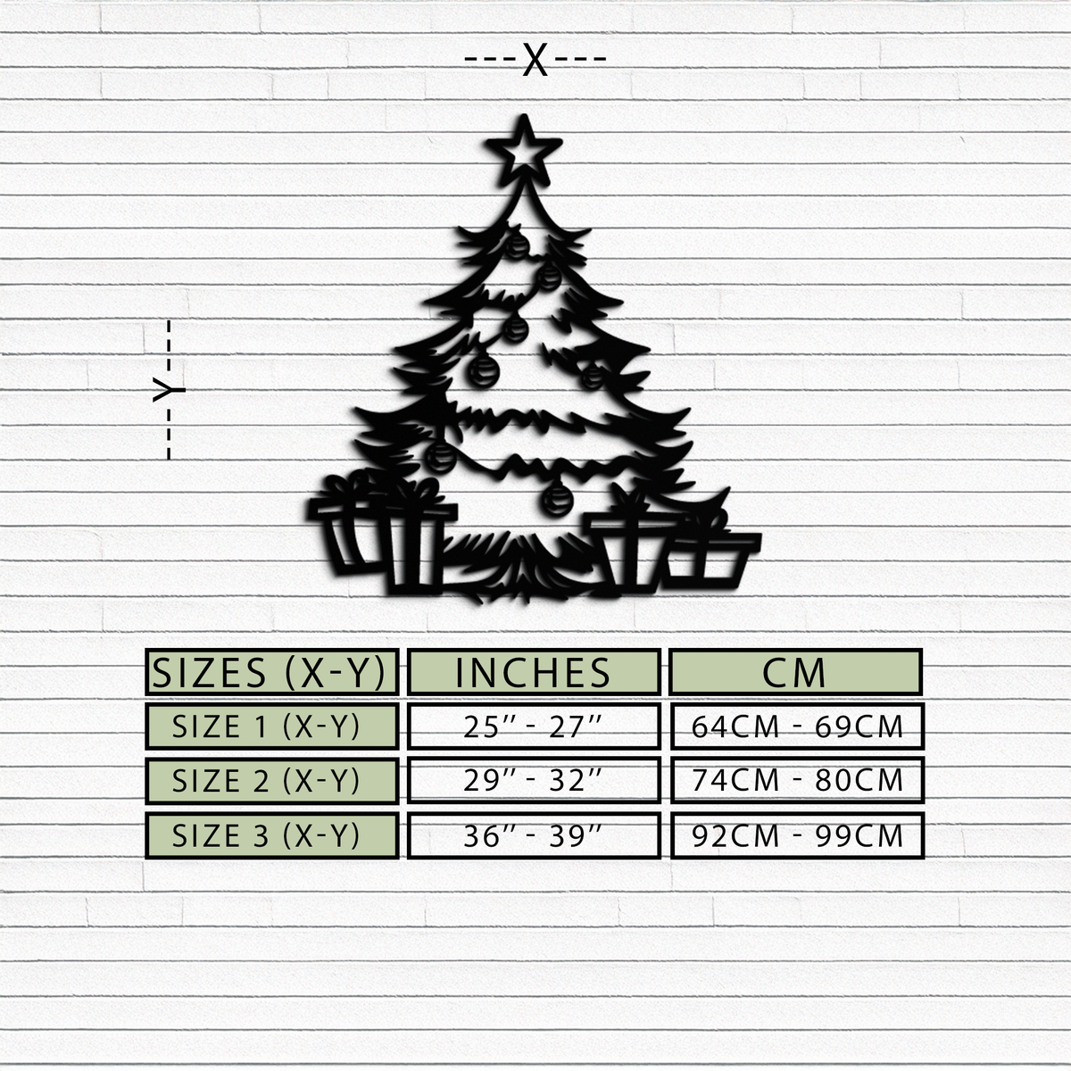 Christmas Tree Metal Wall Art - Festive Holiday Ornaments Design