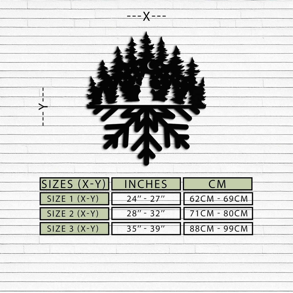 Snowflake Winter Forest Metal Wall Art - Tree Silhouette Design