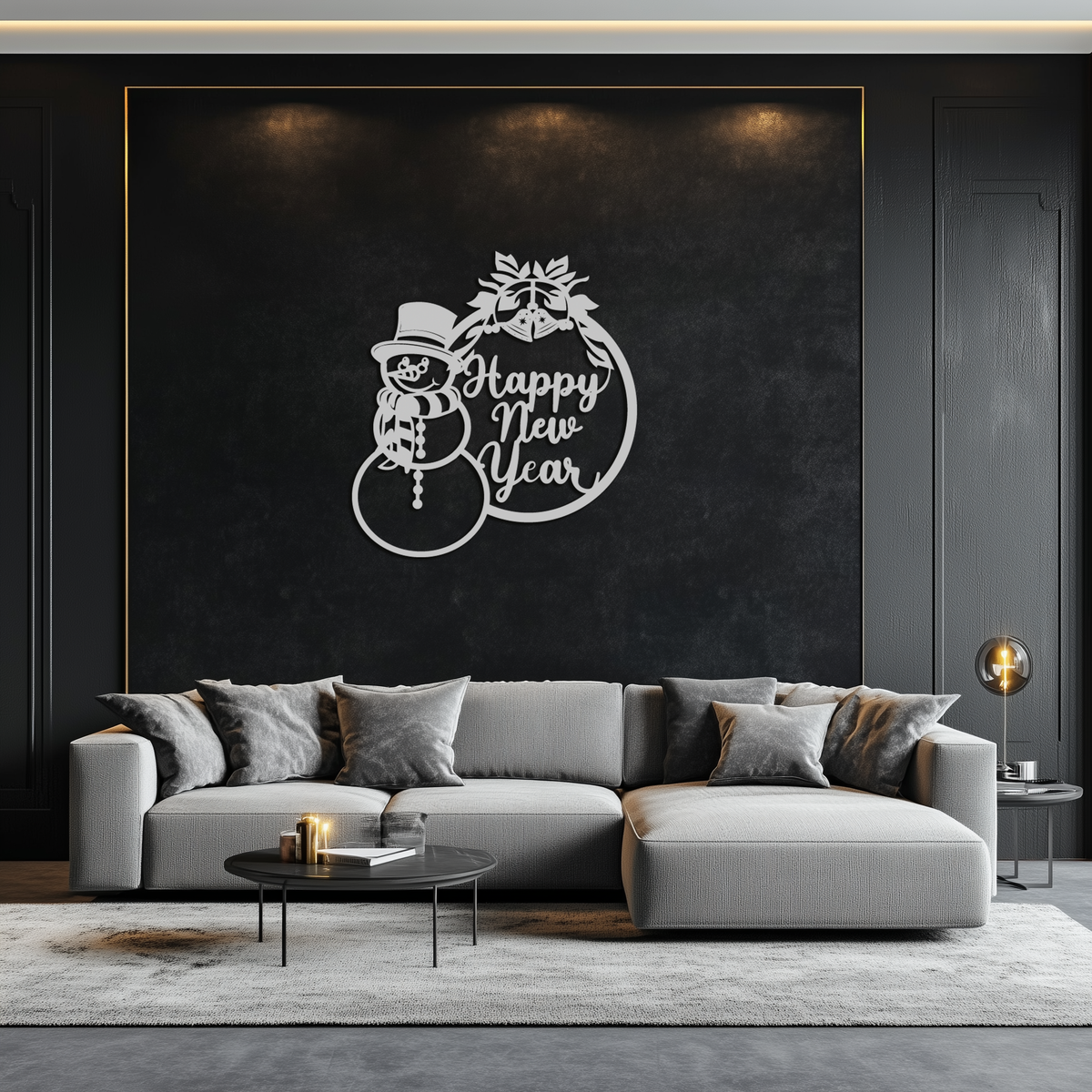 Snowman Metal Wall Art Happy New Year Holiday Winter Christmas Home Decoration