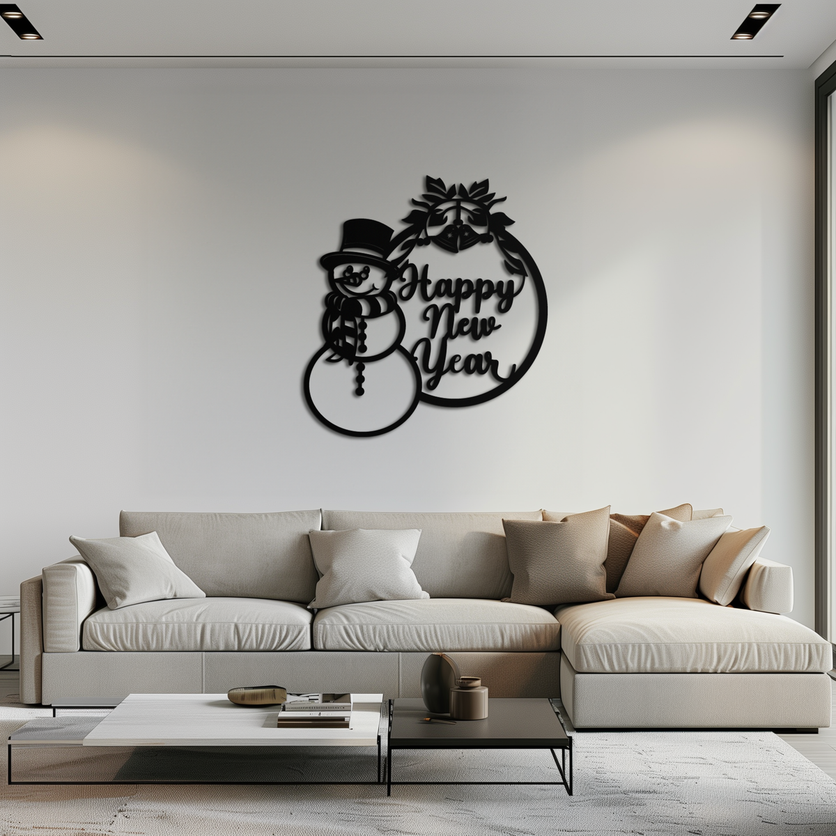 Snowman Metal Wall Art Happy New Year Holiday Winter Christmas Home Decoration