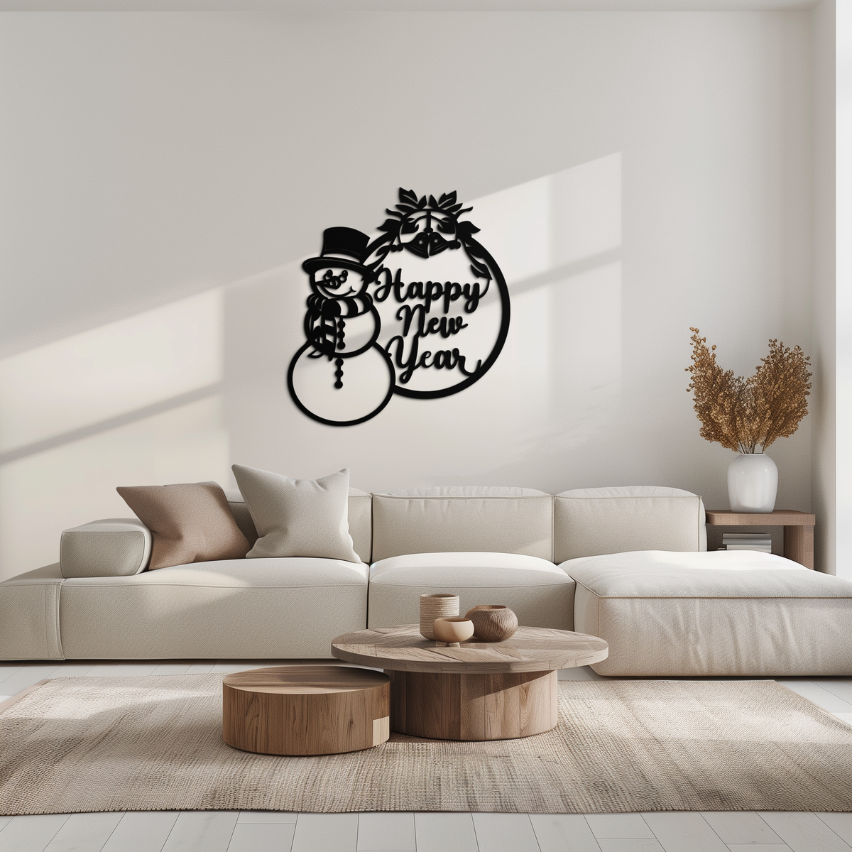 Snowman Metal Wall Art Happy New Year Holiday Winter Christmas Home Decoration