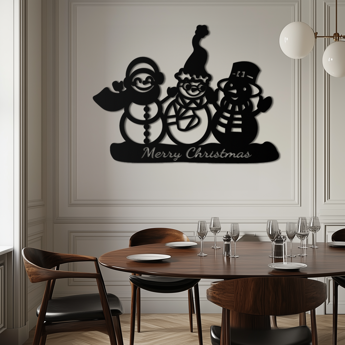 Metal Wall Art Frosty Trio Snowman - Merry Christmas Holiday Decor
