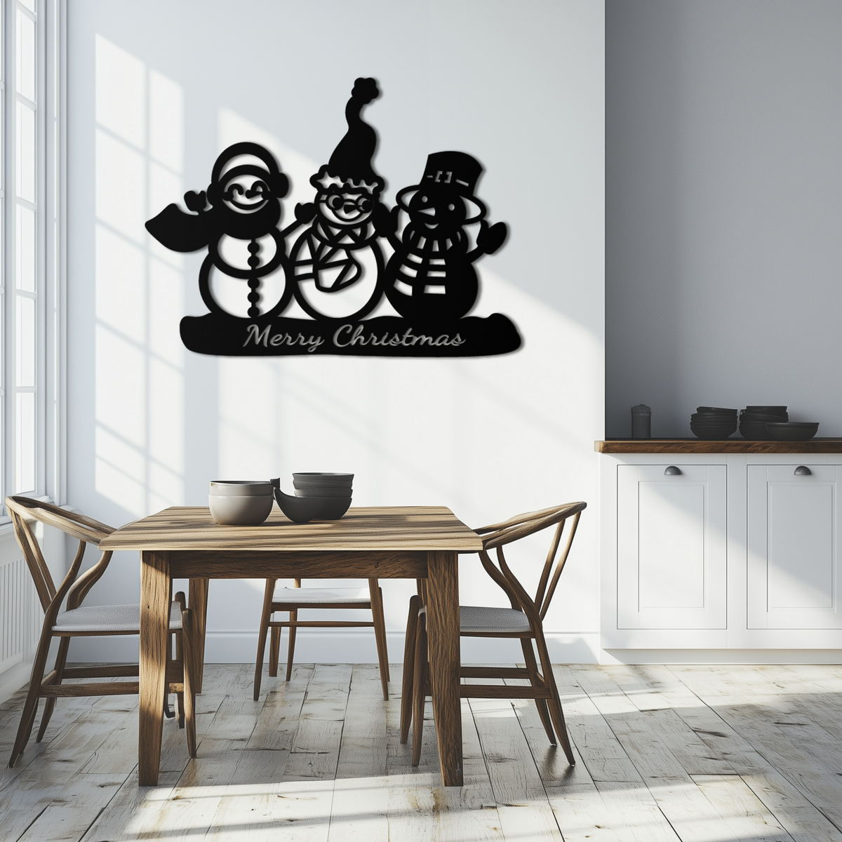 Metal Wall Art Frosty Trio Snowman - Merry Christmas Holiday Decor