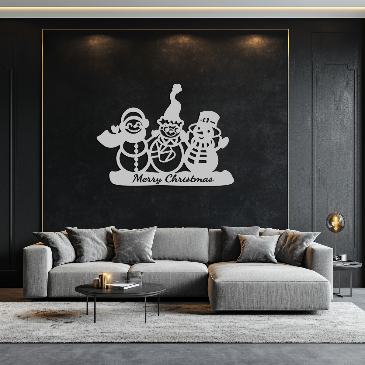 Metal Wall Art Frosty Trio Snowman - Merry Christmas Holiday Decor