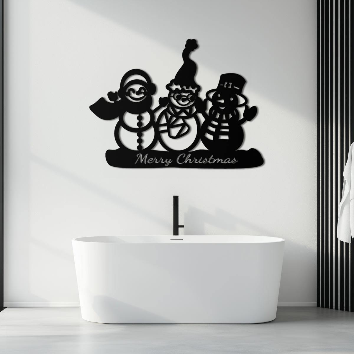 Metal Wall Art Frosty Trio Snowman - Merry Christmas Holiday Decor