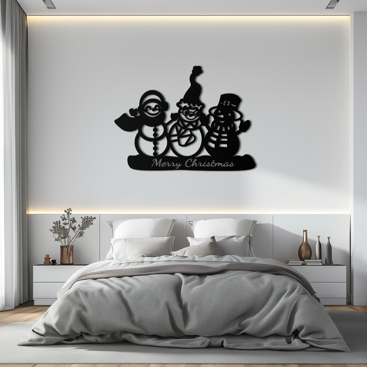 Metal Wall Art Frosty Trio Snowman - Merry Christmas Holiday Decor