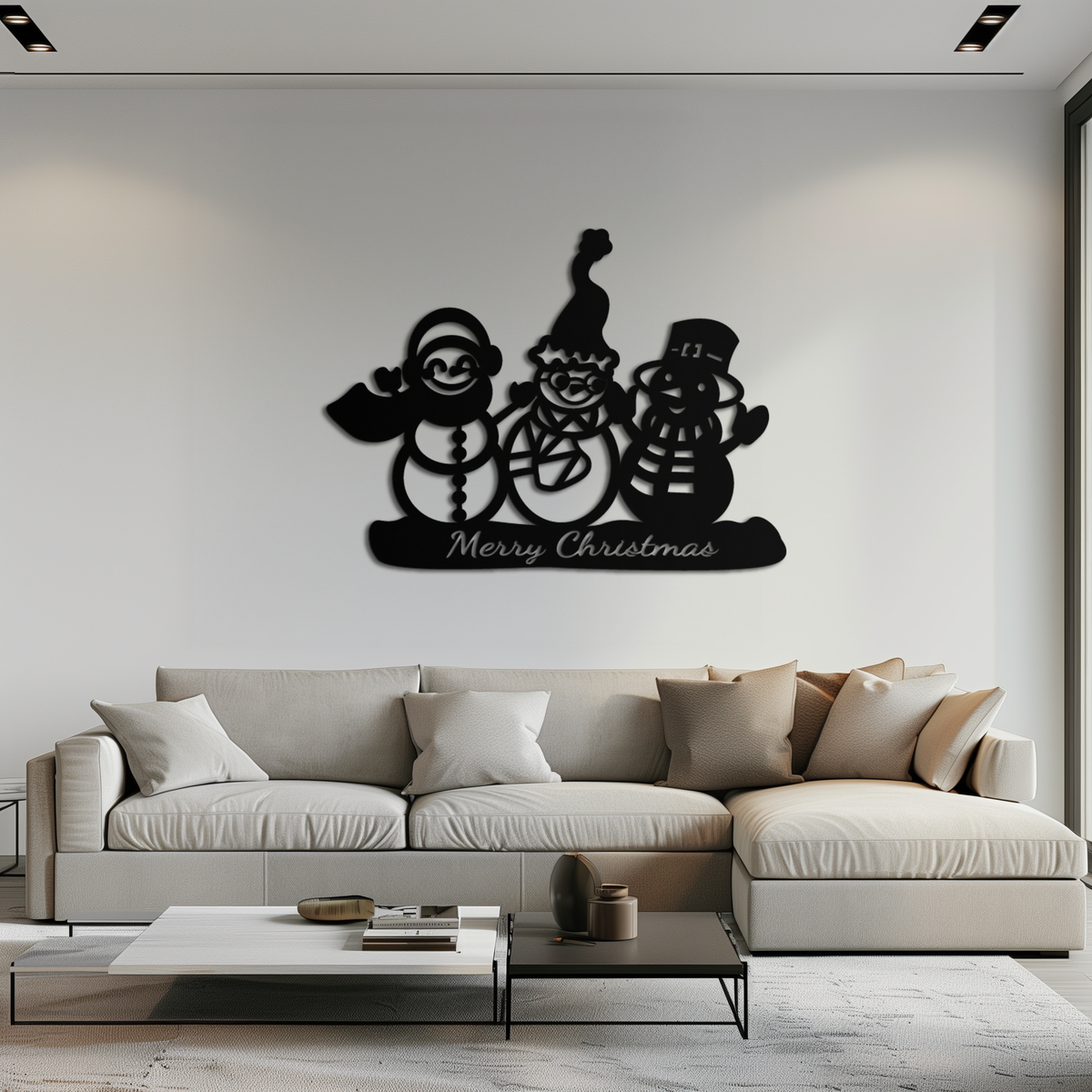 Metal Wall Art Frosty Trio Snowman - Merry Christmas Holiday Decor