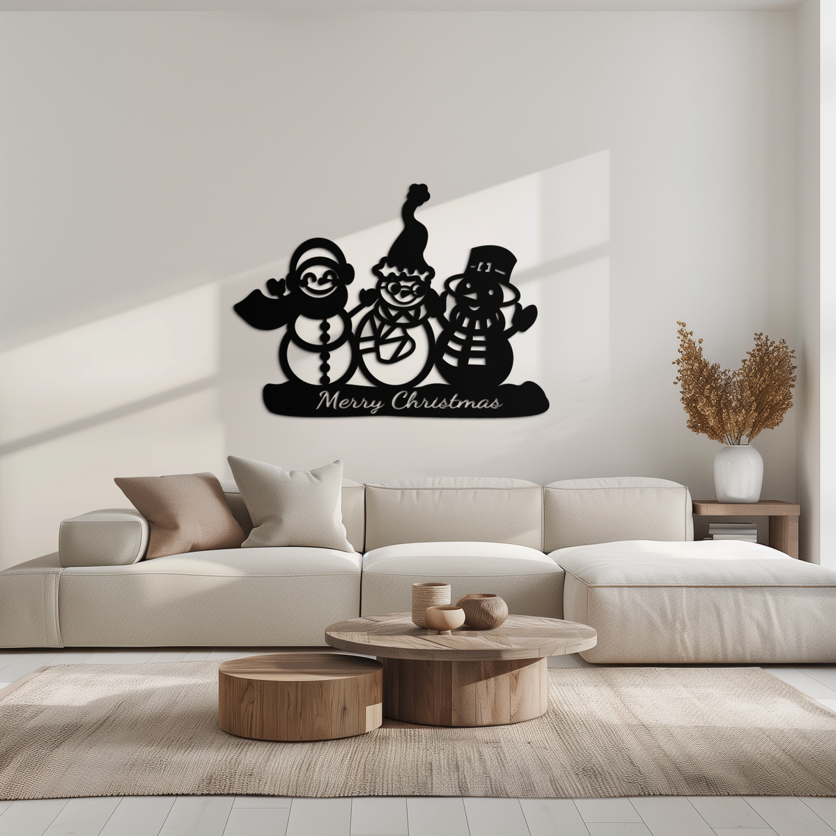 Metal Wall Art Frosty Trio Snowman - Merry Christmas Holiday Decor