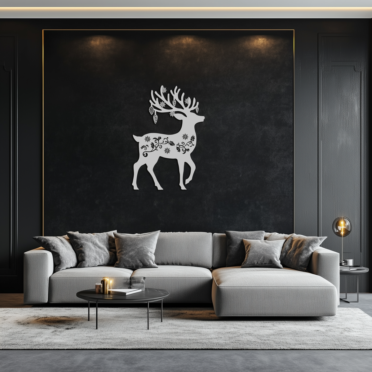 Metal Reindeer Wall Art - Rust Resistant Powder Coated Steel Holiday Silhouettes