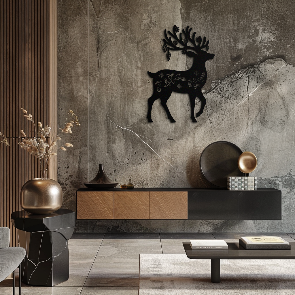 Metal Reindeer Wall Art - Rust Resistant Powder Coated Steel Holiday Silhouettes