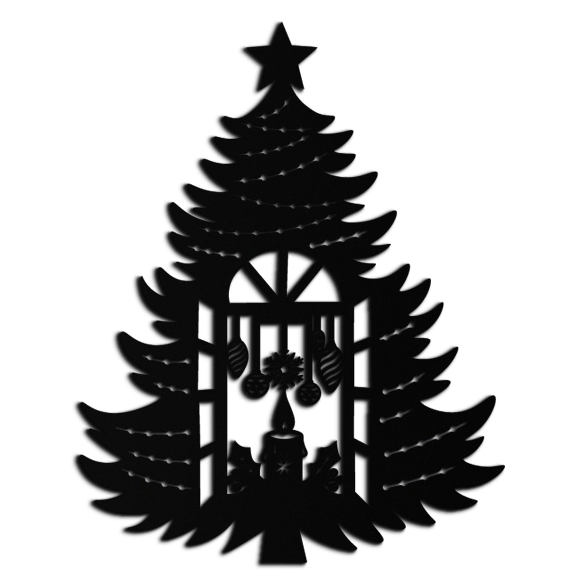 Metal Wall Art Christmas Tree Candle Window Silhouette Festive