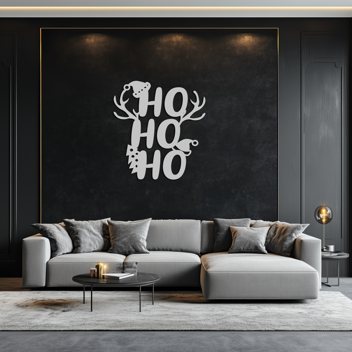 Metal Wall Art Christmas Reindeer Sign - Ho Ho Ho Holiday Decor