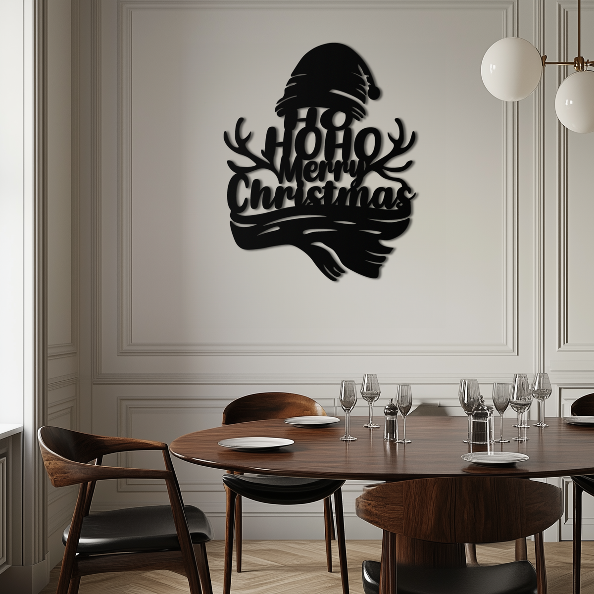 Metal Wall Art Christmas Reindeer Antlers Santa Hat Holiday Festive Home Decor