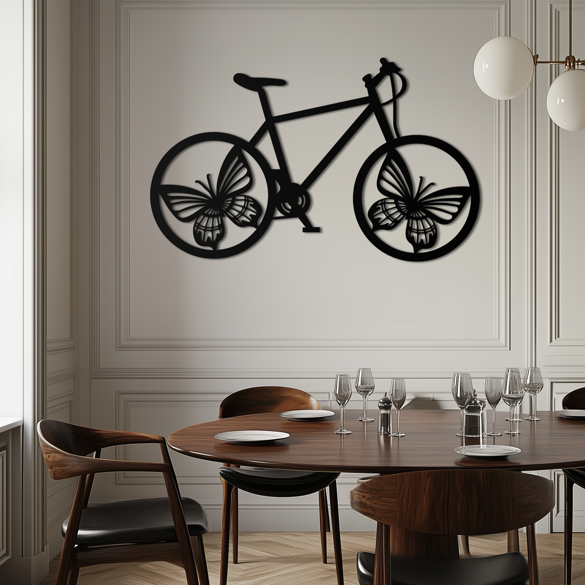 Metal Butterfly Wheel Bicycle Wall Art Modern Artistic Piece