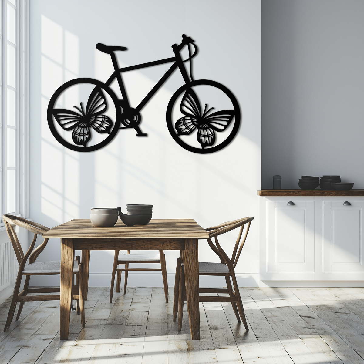 Metal Butterfly Wheel Bicycle Wall Art Modern Artistic Piece
