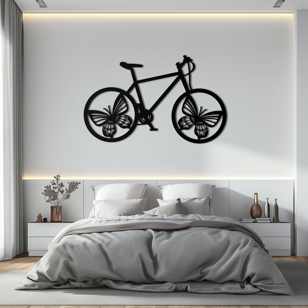 Metal Butterfly Wheel Bicycle Wall Art Modern Artistic Piece