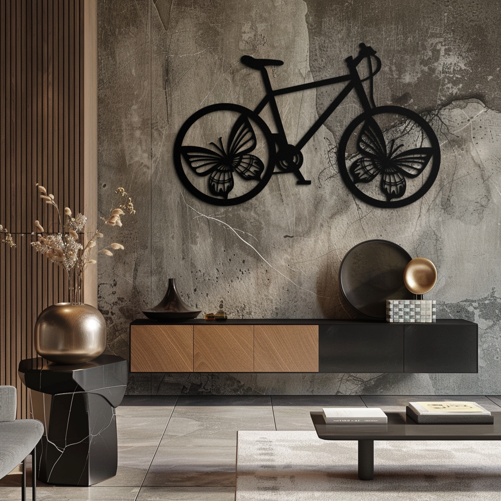 Metal Butterfly Wheel Bicycle Wall Art Modern Artistic Piece