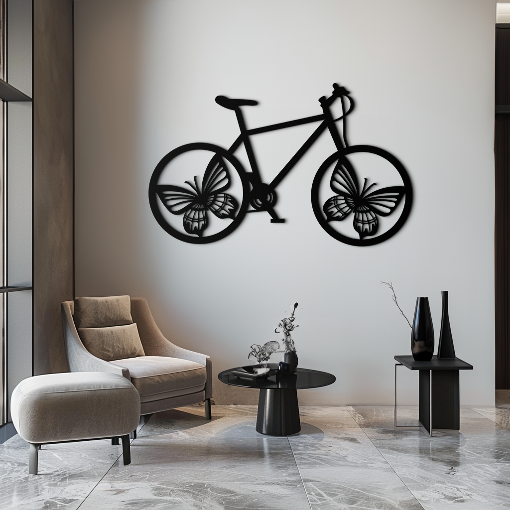 Metal Butterfly Wheel Bicycle Wall Art Modern Artistic Piece