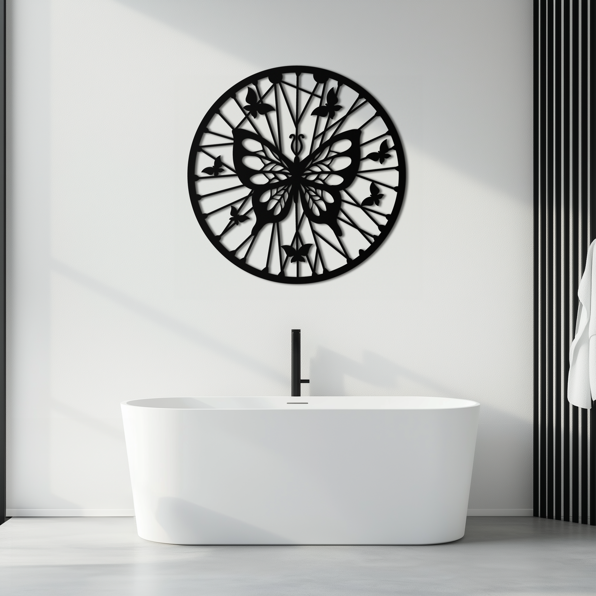 Metal Butterfly Mandala Round Wall Art - Elegant Butterfly Silhouette Home Decor