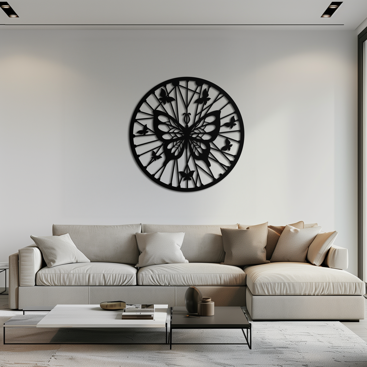 Metal Butterfly Mandala Round Wall Art - Elegant Butterfly Silhouette Home Decor