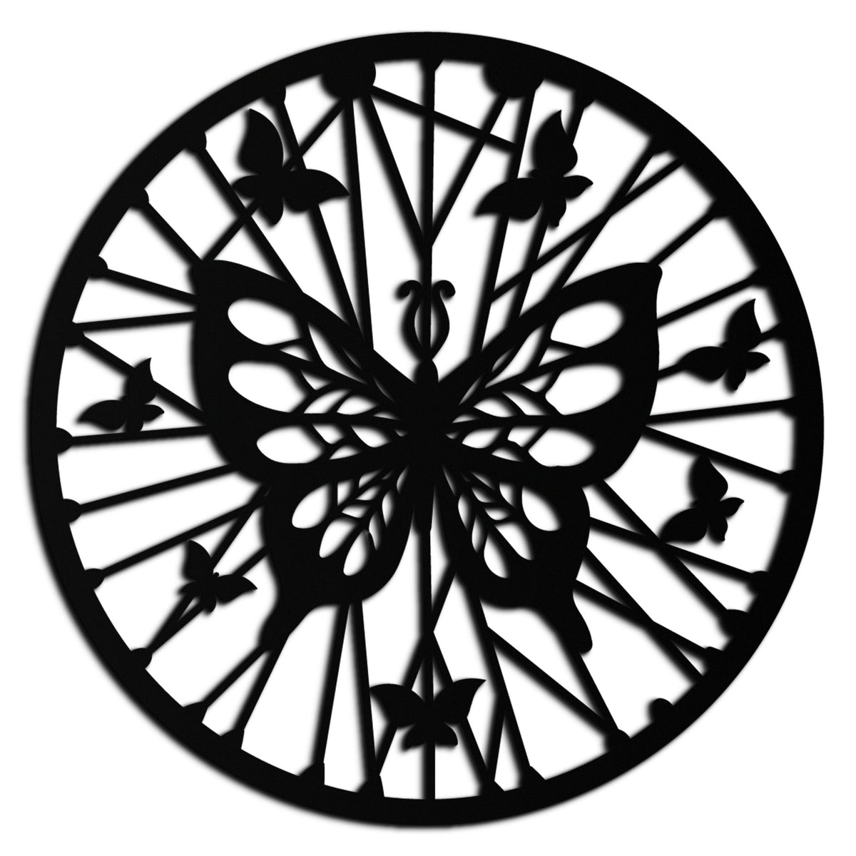 Metal Butterfly Mandala Round Wall Art - Elegant Butterfly Silhouette Home Decor