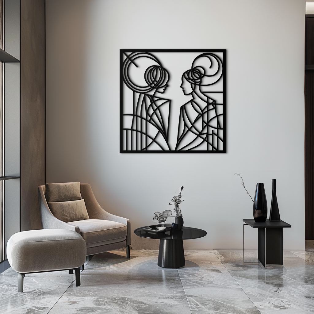 Abstract Female Silhouette Metal Wall Art - Modern Minimalist