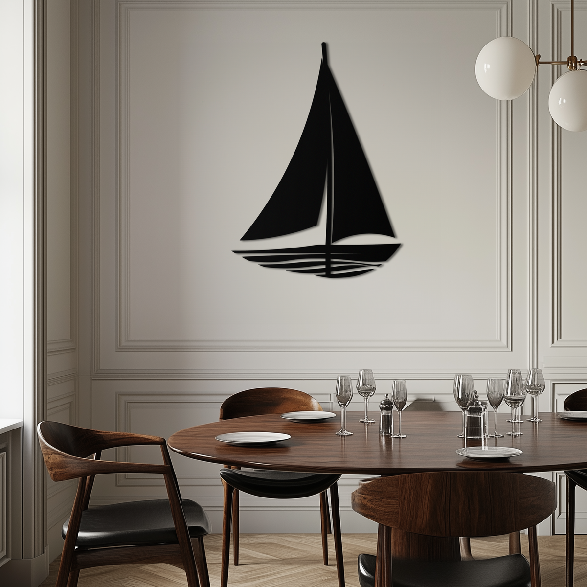Steel Sailboat Silhouette Wall Art - Nautical Minimalist Design