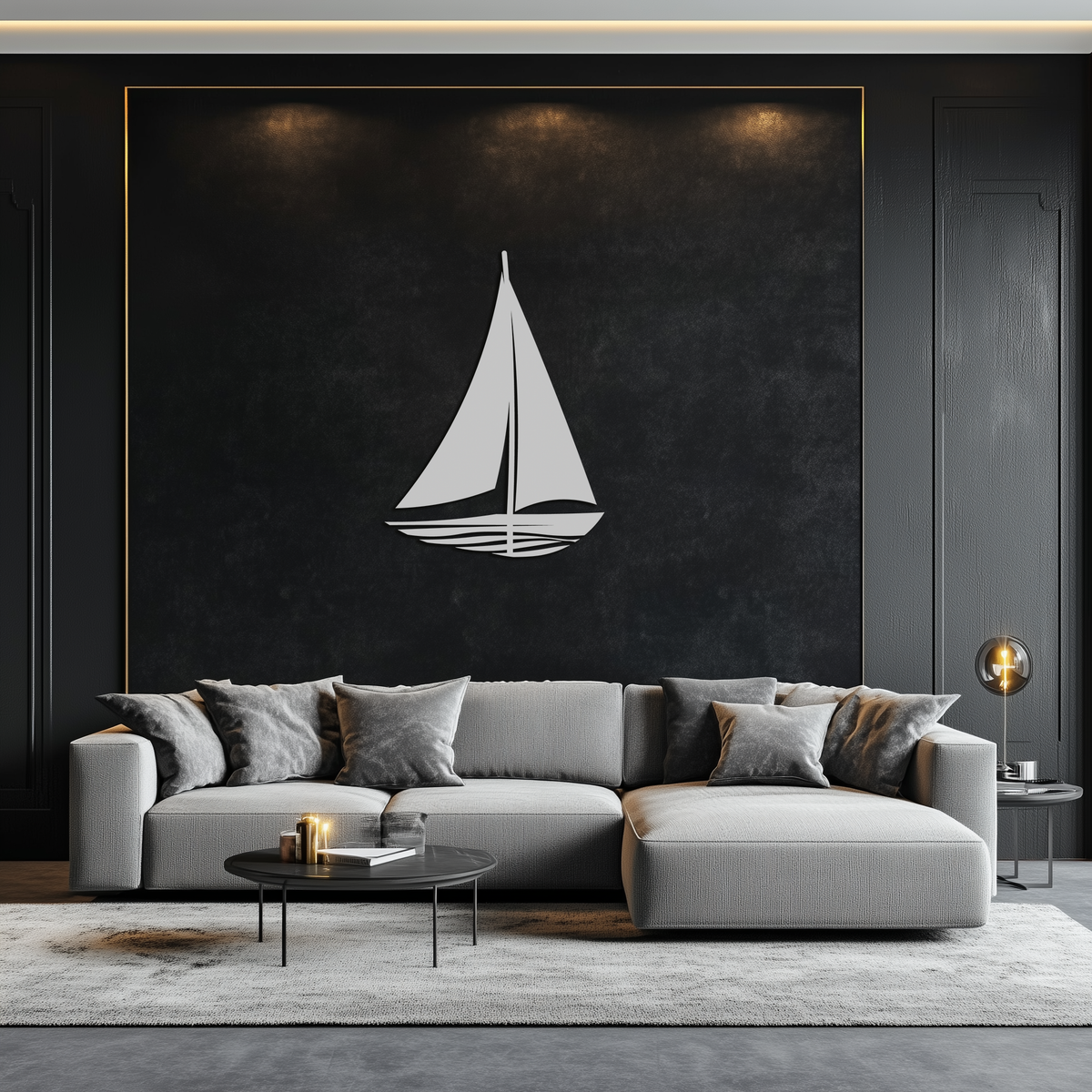 Steel Sailboat Silhouette Wall Art - Nautical Minimalist Design