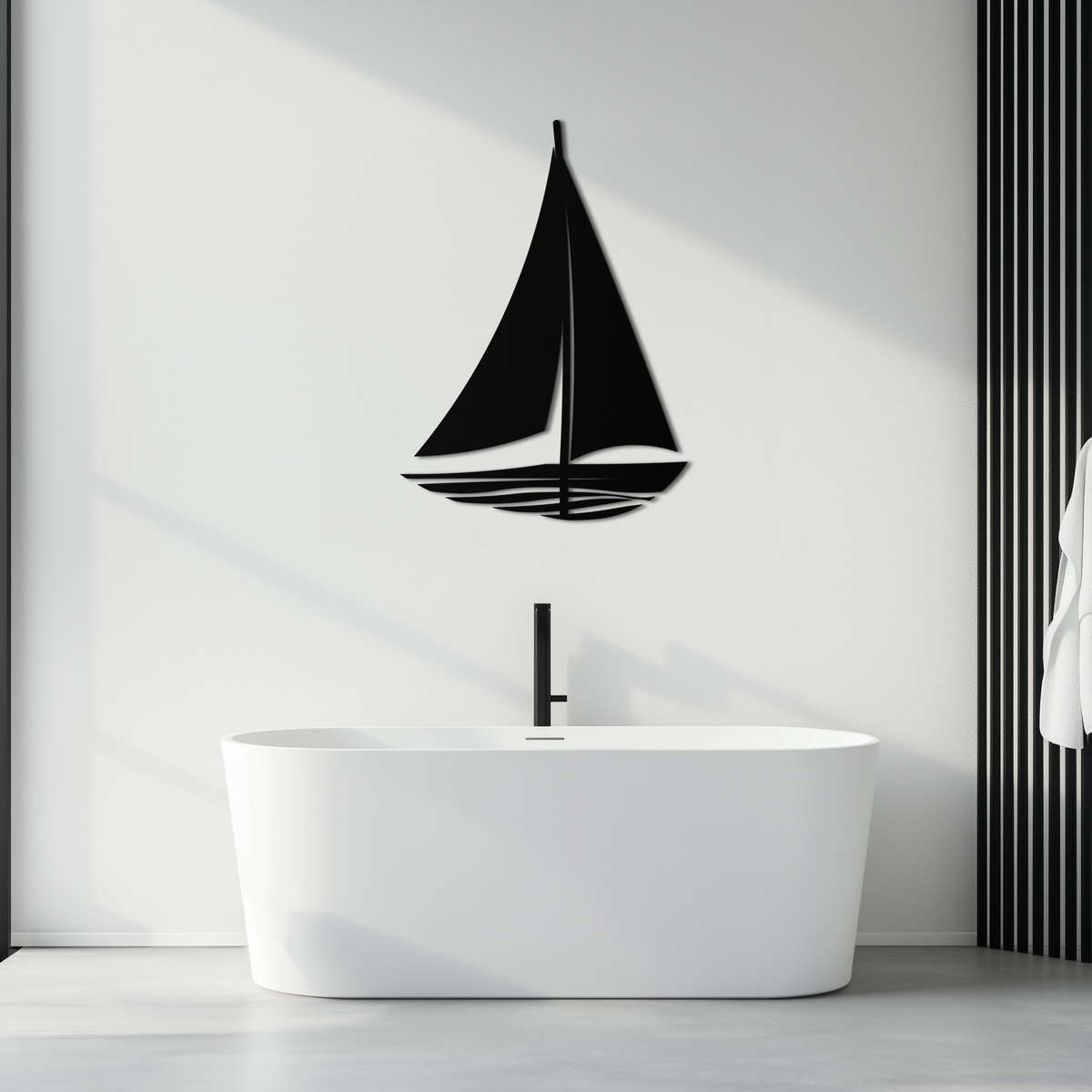 Steel Sailboat Silhouette Wall Art - Nautical Minimalist Design
