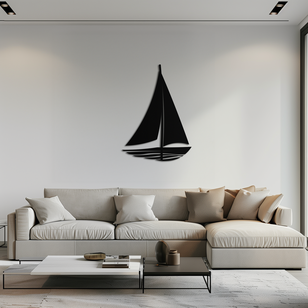Steel Sailboat Silhouette Wall Art - Nautical Minimalist Design