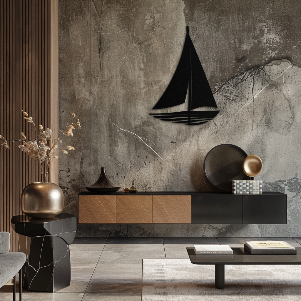 Steel Sailboat Silhouette Wall Art - Nautical Minimalist Design
