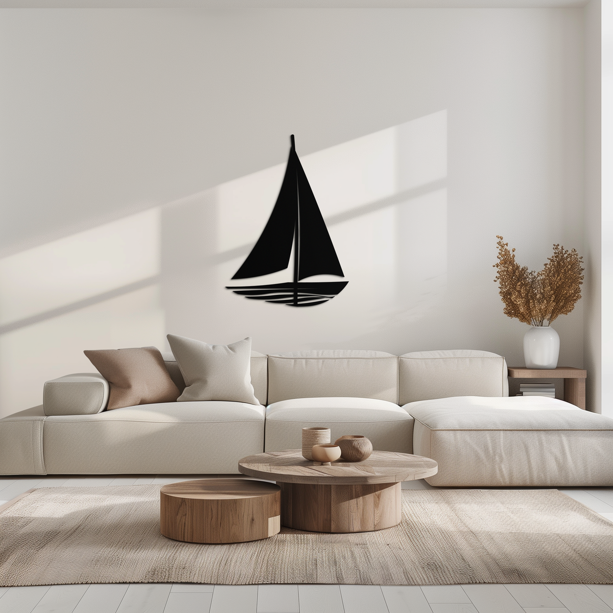 Steel Sailboat Silhouette Wall Art - Nautical Minimalist Design