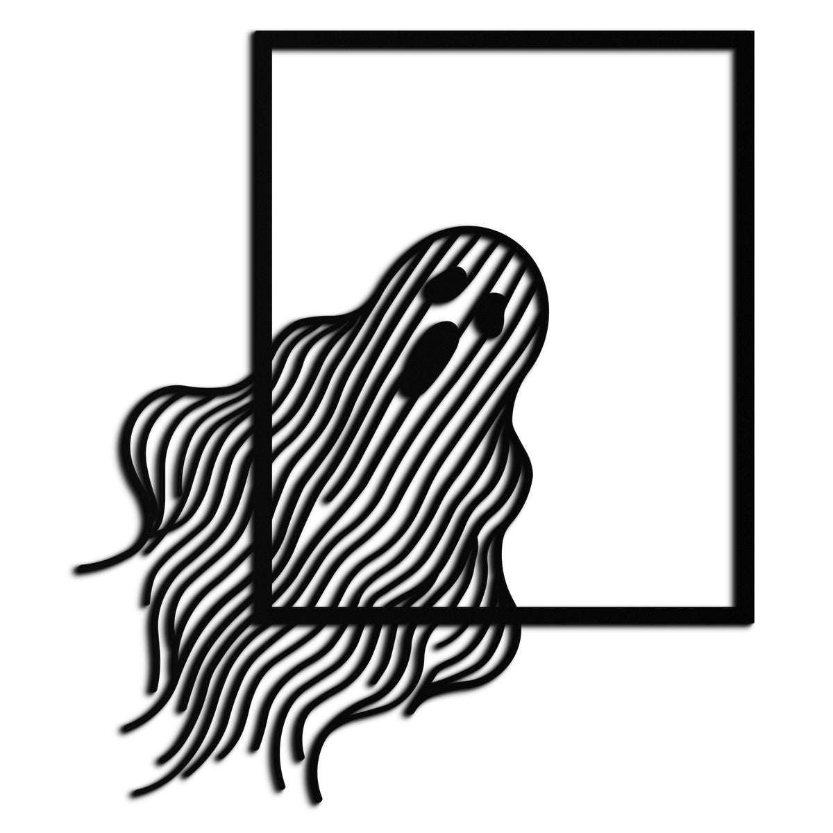 Steel Ghost Silhouette Metal Wall Art with Bold Eye Cutouts - Spooky Halloween Decor