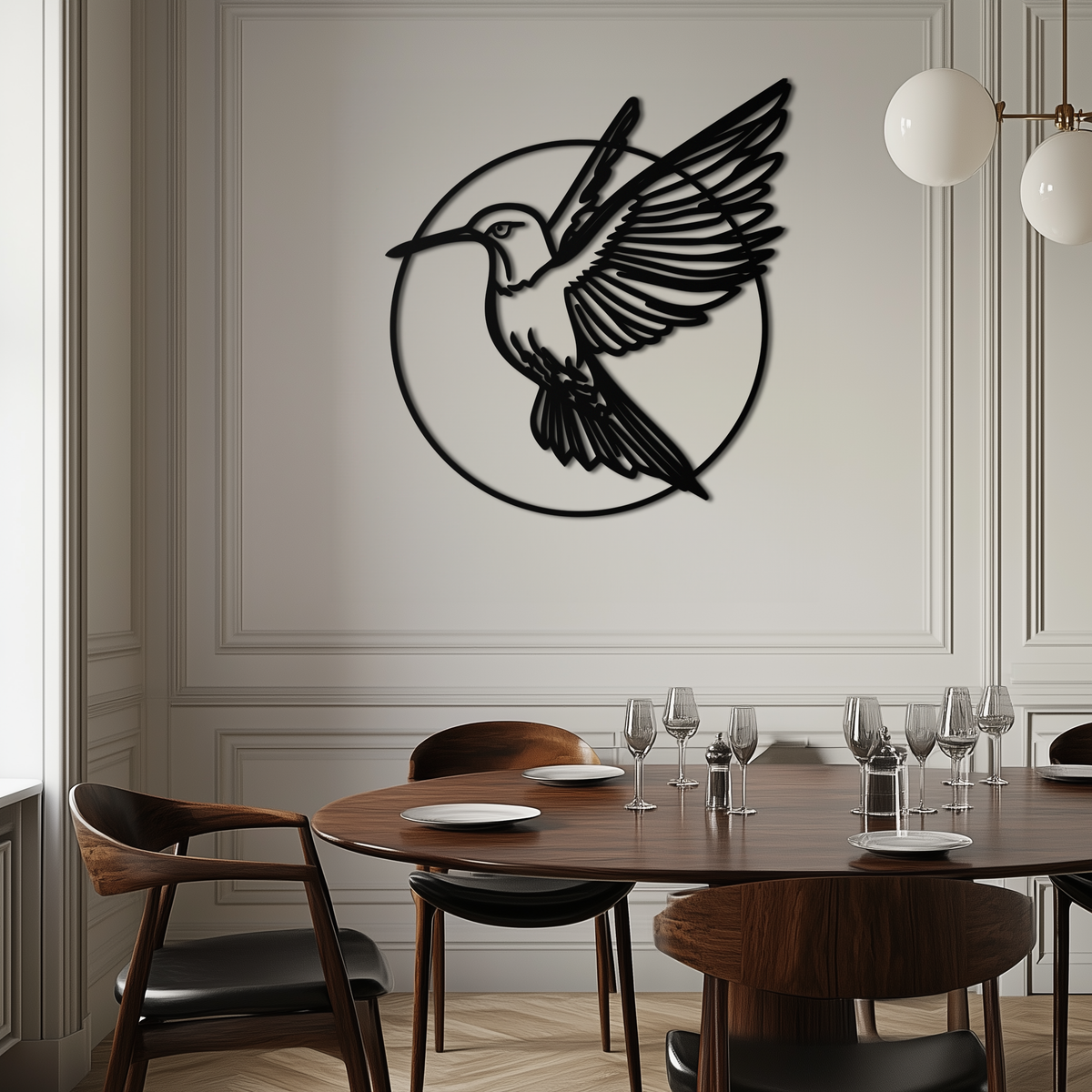 Black Metal Hummingbird Wall Art - Matte Steel Silhouette Contemporary Home Decor