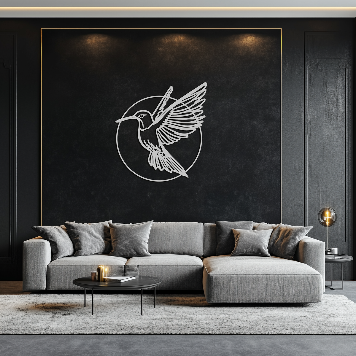 Black Metal Hummingbird Wall Art - Matte Steel Silhouette Contemporary Home Decor