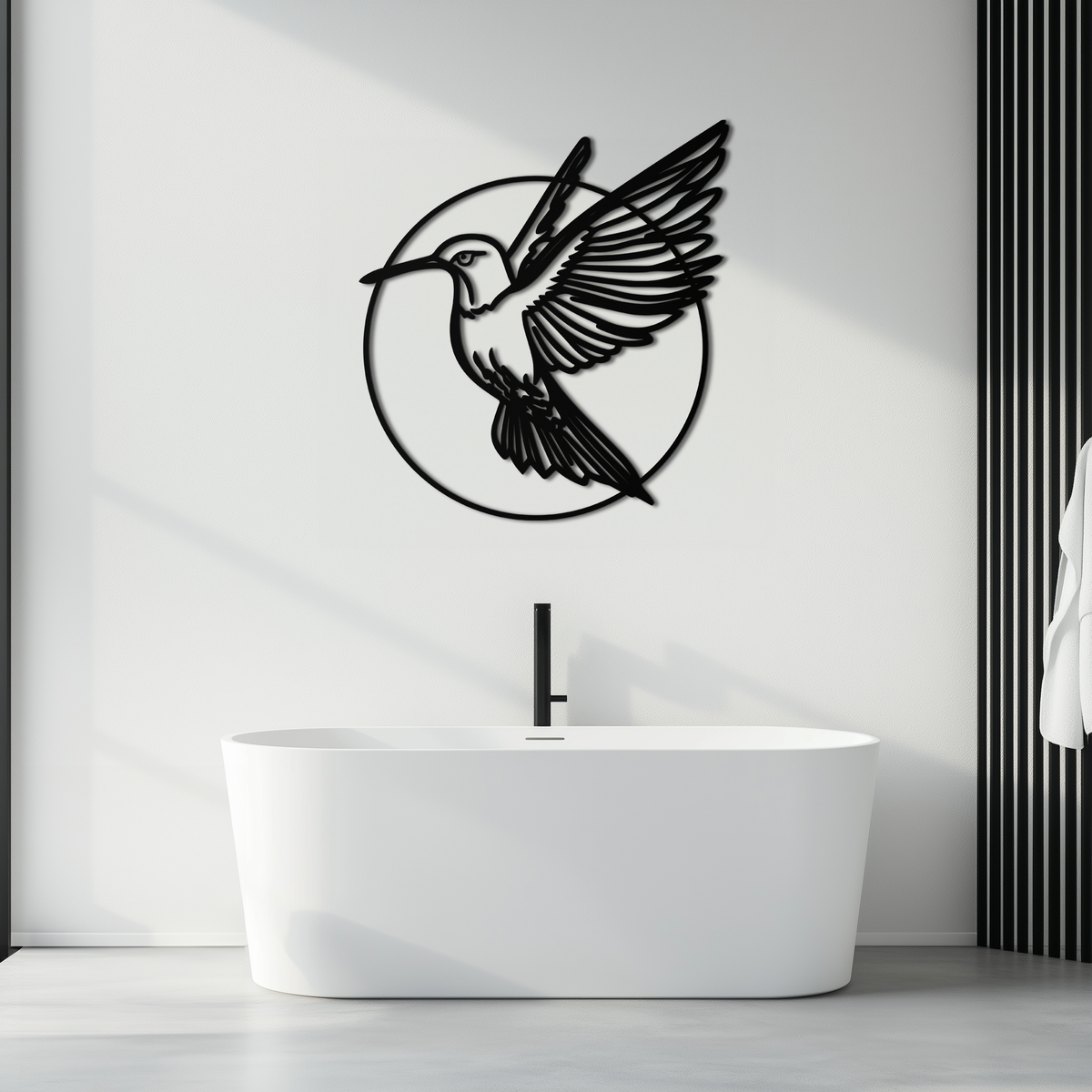 Black Metal Hummingbird Wall Art - Matte Steel Silhouette Contemporary Home Decor