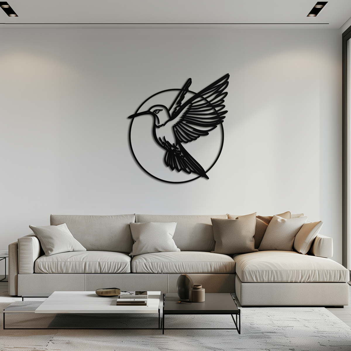 Black Metal Hummingbird Wall Art - Matte Steel Silhouette Contemporary Home Decor
