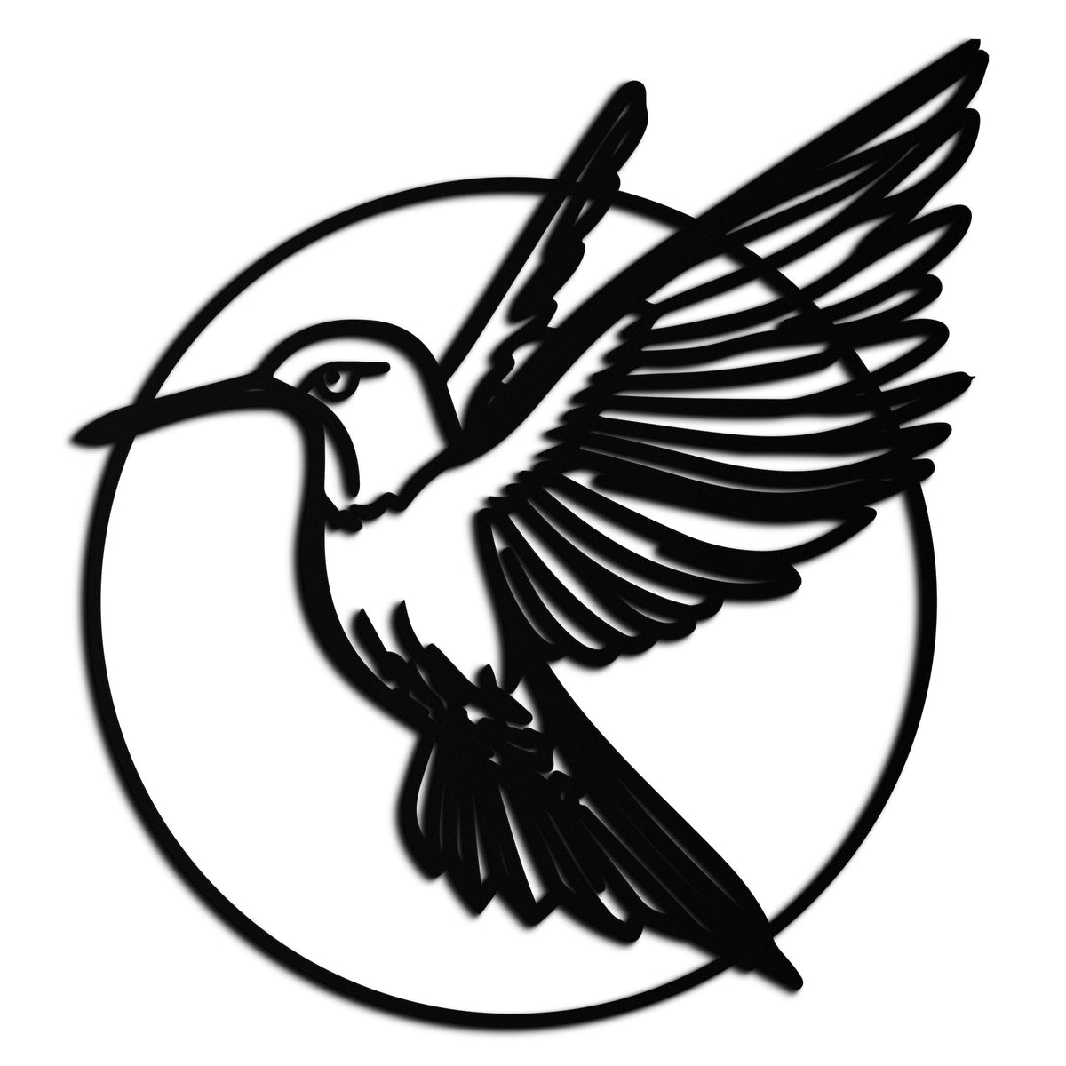 Black Metal Hummingbird Wall Art - Matte Steel Silhouette Contemporary Home Decor