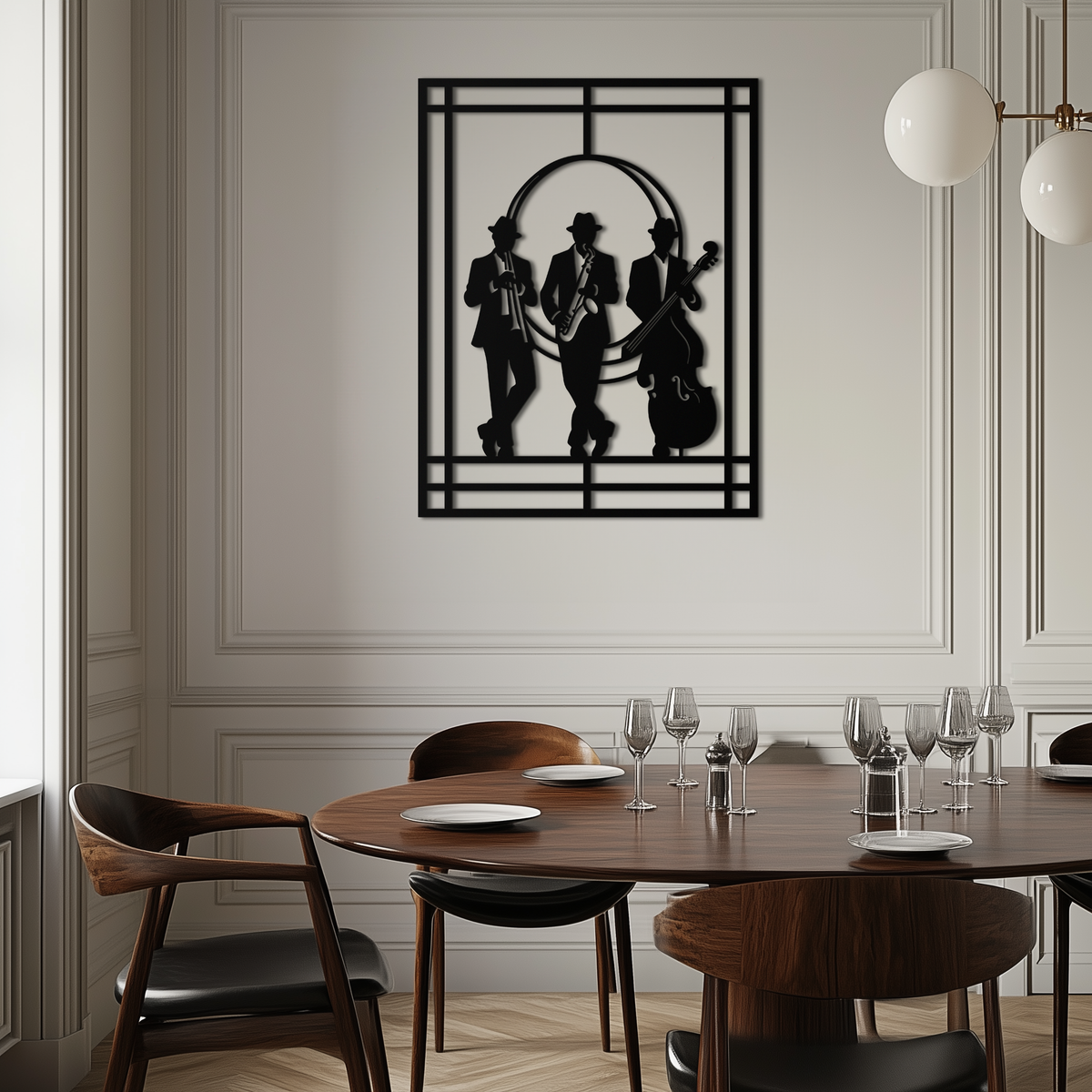 Metal Wall Art Jazz Musicians - Saxophone Trumpet Silhouette