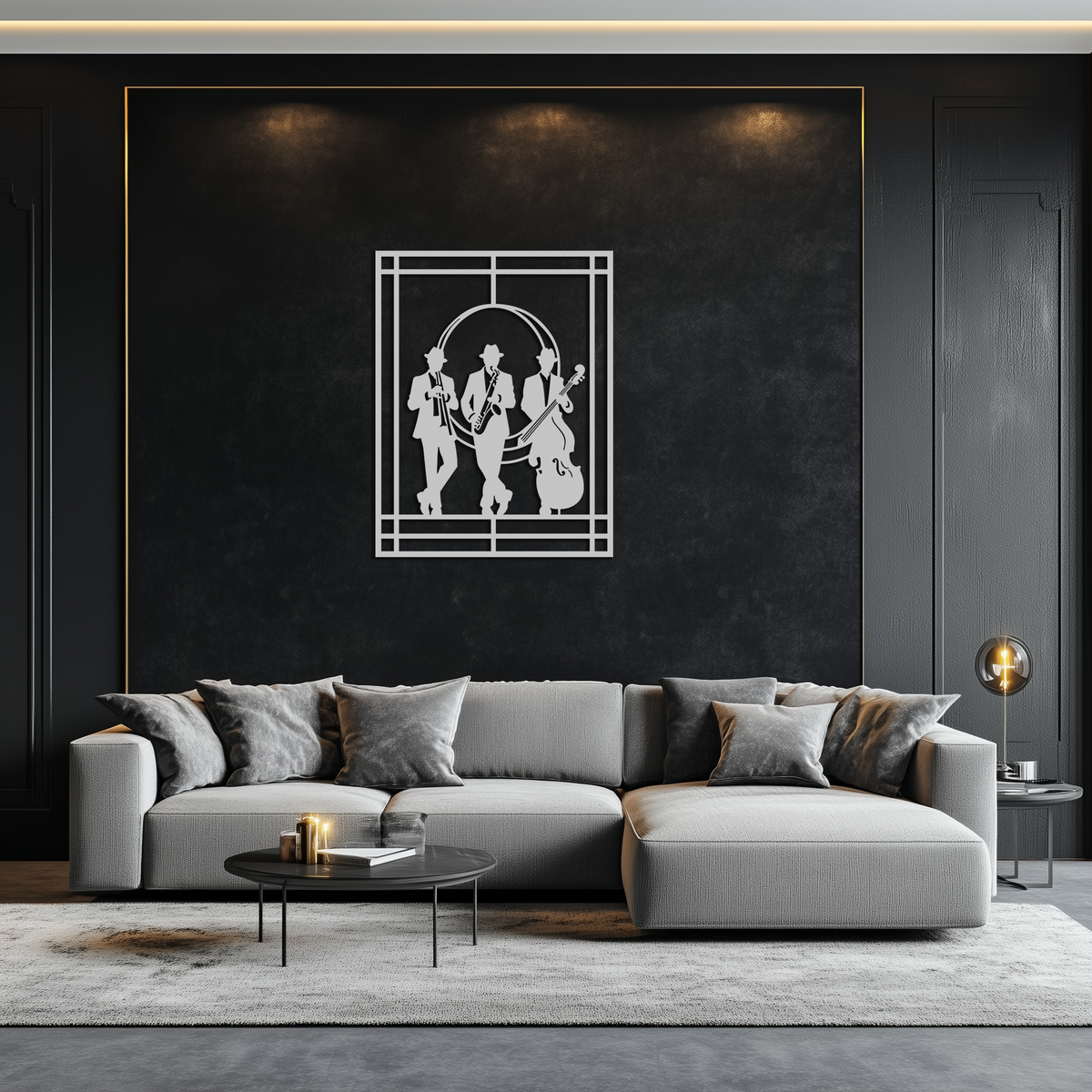 Metal Wall Art Jazz Musicians - Saxophone Trumpet Silhouette