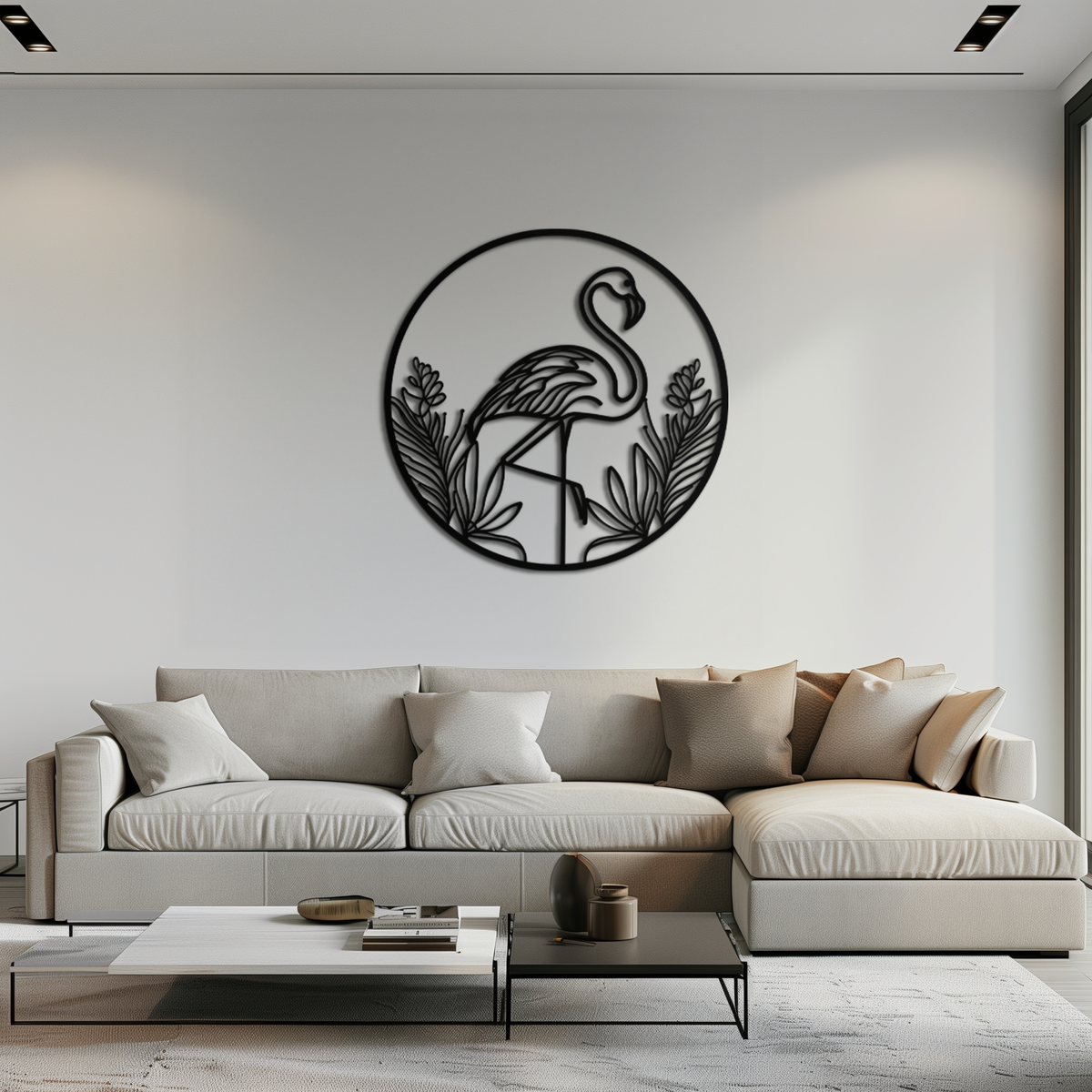 Flamingo Metal Wall Art Steel Silhouette Decorative Tropical Coastal Modern Home