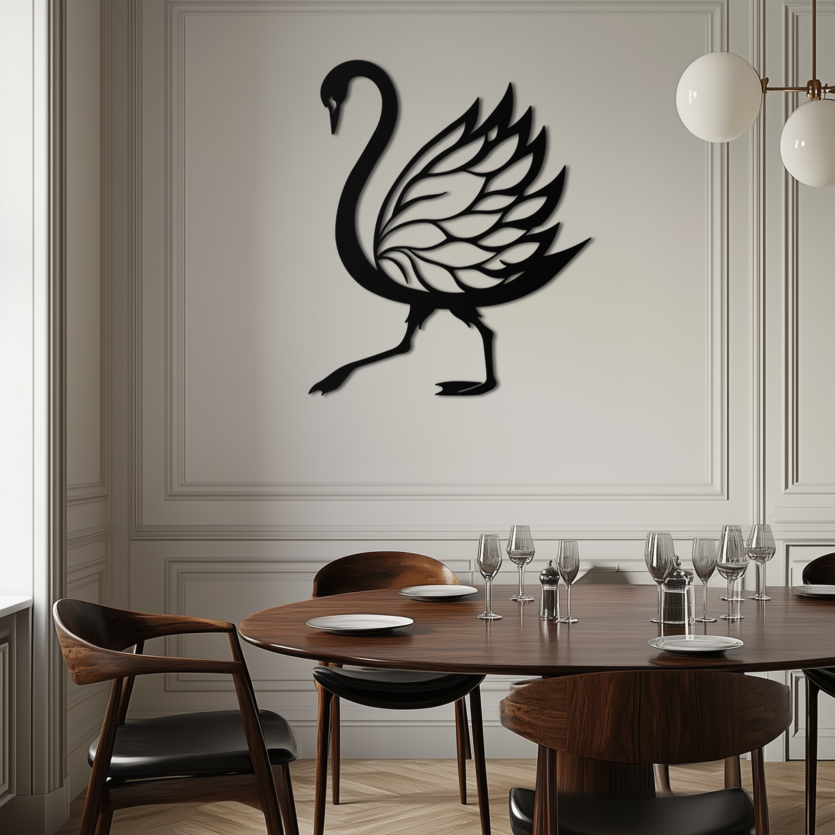 Steel Swan Silhouette Wall Art - Premium Graceful Elegant Nature Inspired Home Decor