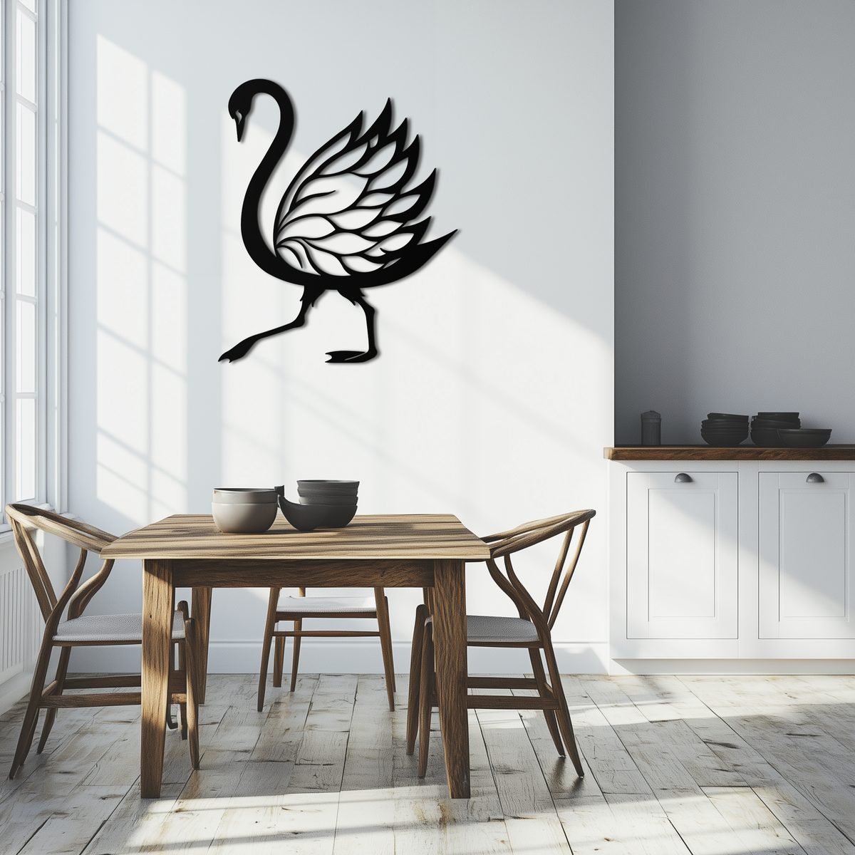 Steel Swan Silhouette Wall Art - Premium Graceful Elegant Nature Inspired Home Decor
