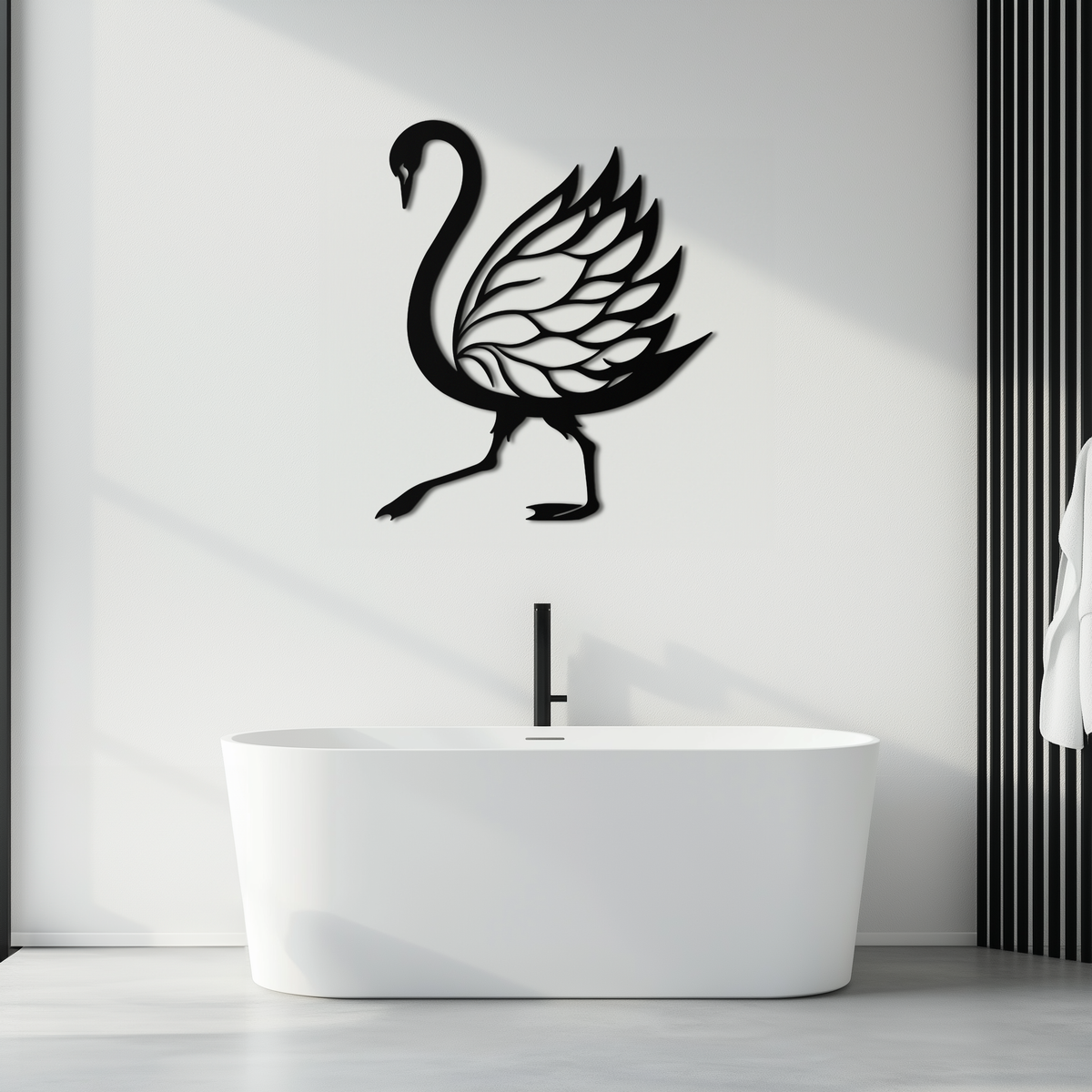 Steel Swan Silhouette Wall Art - Premium Graceful Elegant Nature Inspired Home Decor